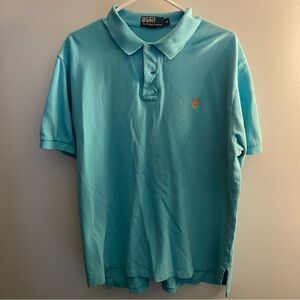 Polo Ralph Lauren Men’s XL Polo Shirt – Aqua Blue with Orange Pony Logo